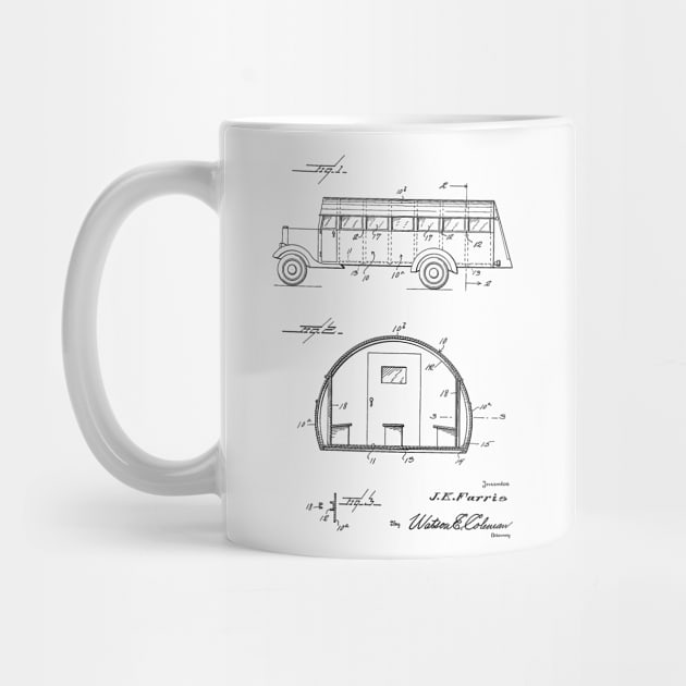 School Bus Vintage Patent Hand Drawing by TheYoungDesigns